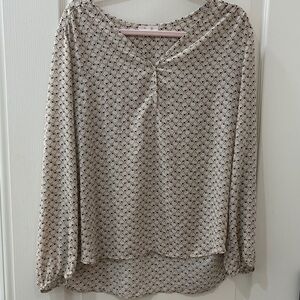 Pleione Cream Geometric Women's Blouse